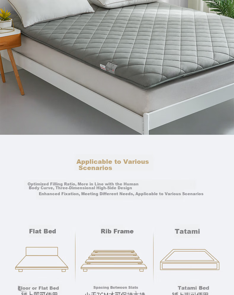 Hengyuanxiang Home Textile Mattress, Thickened Pad 1.8m*2m Tatami Mat for All Seasons, Double-Size Soft Floor Mat for Home And Dormitory Use 2