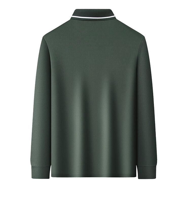 MONTAGUT [Containing Silk Cotton & Turn-Down Collar Jacquard], Spring Solid Color Casual Men's Long-Sleeve Polo Shirt, JG Gray-Blue, M 5
