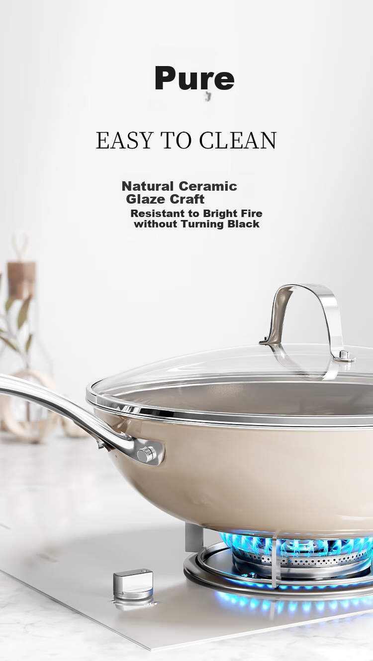 REDCHEF Titanium Ceramic Non-Stick Flat-Bottom Stir-Fry Pan, Frying Pan, Compatible with Gas And Induction Cooktops, Smokeless, 30cm 18