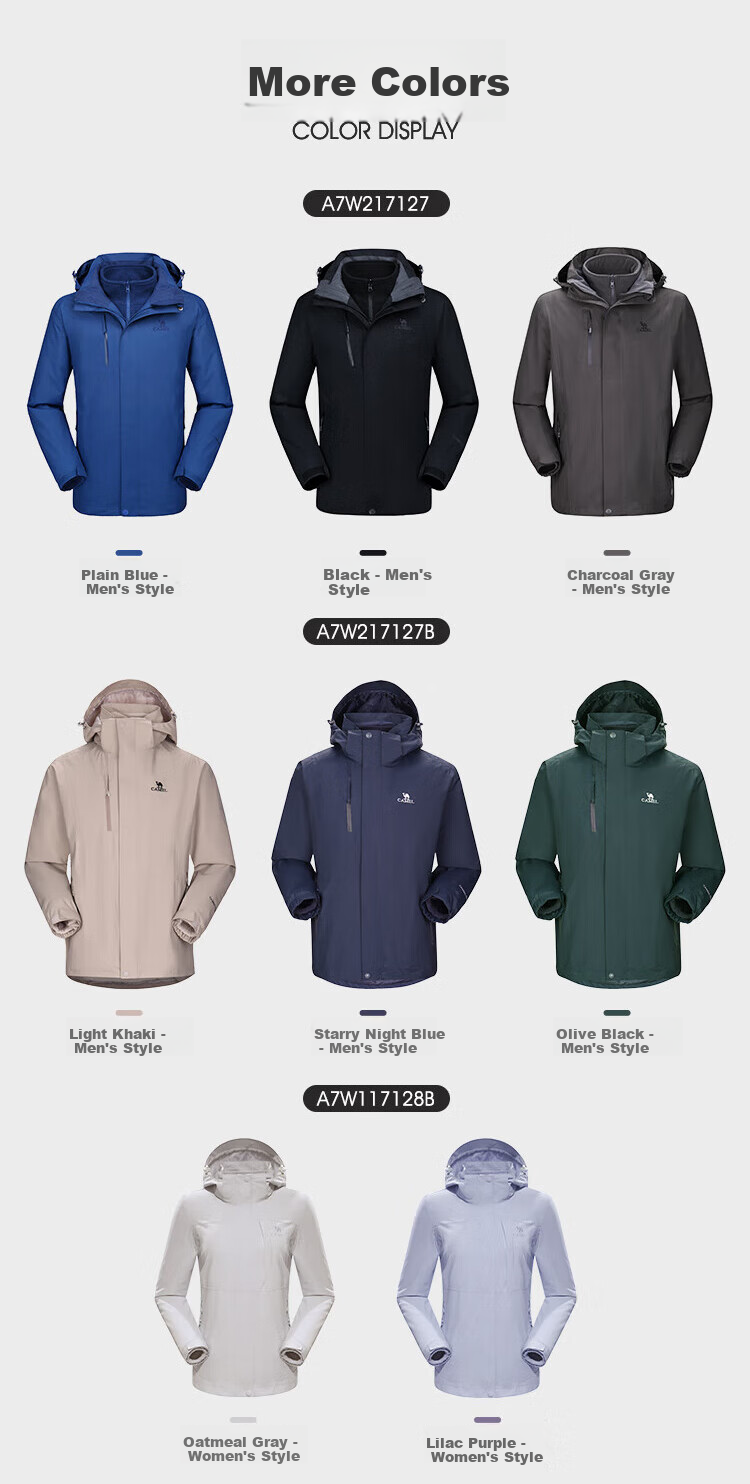 Luotuo Outdoor (CAMEL) Windbreaker Jacket for Men And Women, Stain-Resistant And Waterproof Three-In Two-Piece Set, Men's Windbreaker A7W217127J 10