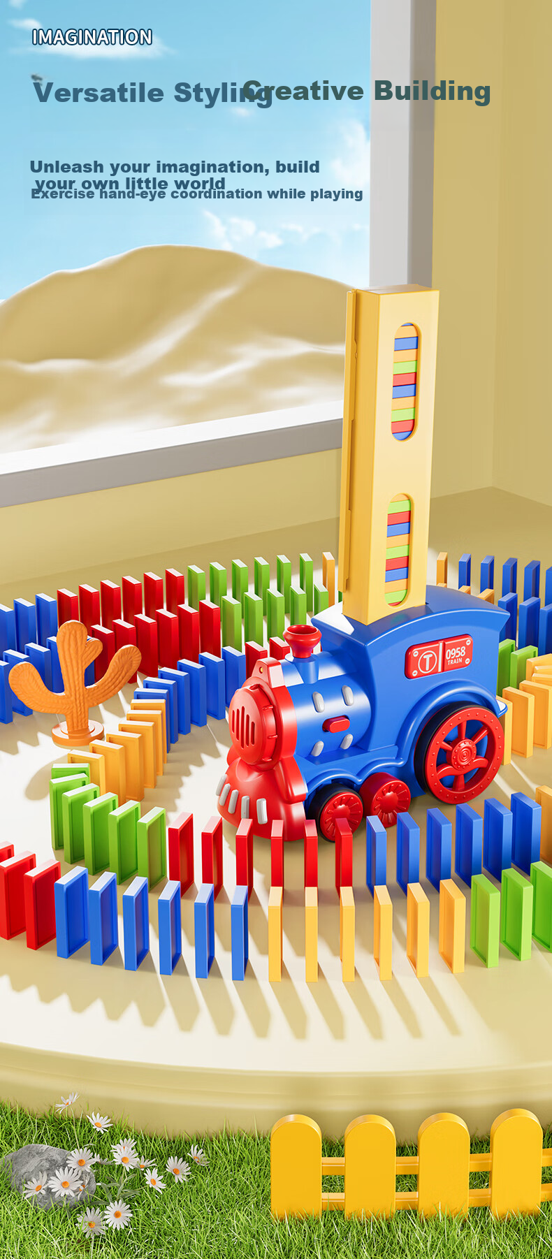 Beibeijia Children's Building Blocks Dominoes Electric Mini Train Toy for Boys And Girls Aged 3-6 Educational Puzzle Birthday Gift 5