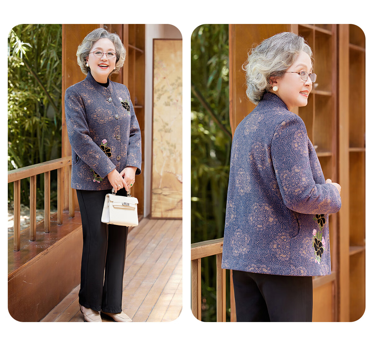 YUZHAOLIN Middle-aged and Elderly Women's Spring and Autumn Woolen Coat Grandma Style Mom Jacket Elderly Clothing Y53D022 10