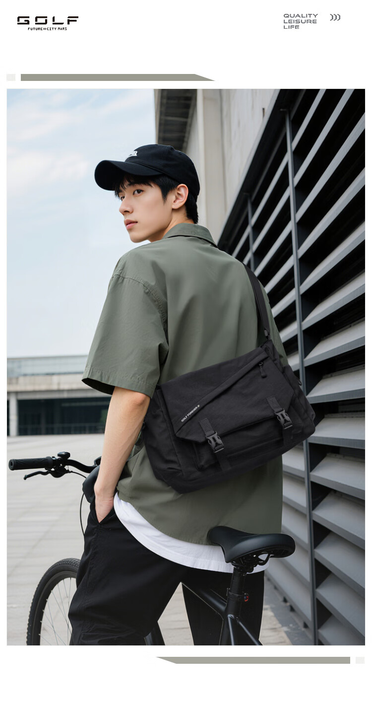GOLF Lightweight Waterproof Crossbody Shoulder Bag for Men and Women, Outdoor Cycling Sports Bag, Phone and iPad Holder, Student Bag 3