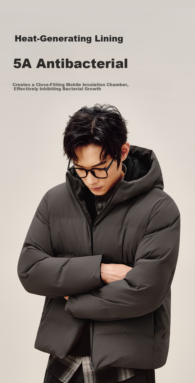 JD Jingzao Seamless Goose Down Jacket Unisex Couple Hooded Winter Warm Coat Black 3XL 11
