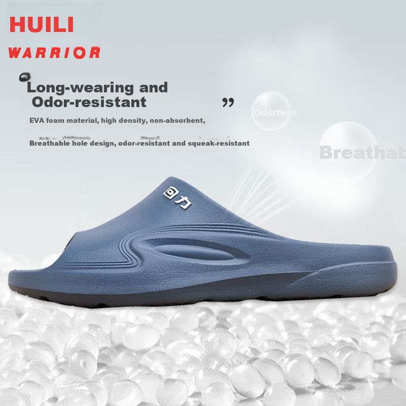 Huili Men's Slippers, Sports Outdoor Wear, Non-Slip, Antibacterial, Comfortable Cushioning Sandals, HL0566 Blue-Gray Color, Size 40-41
