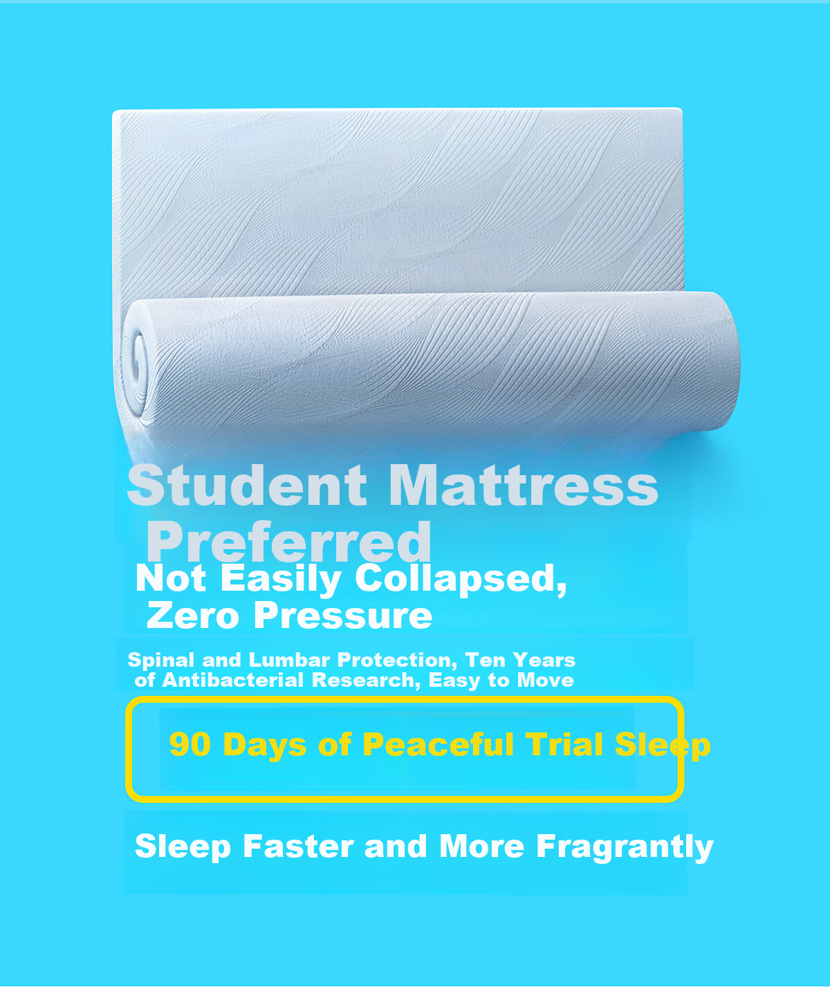 MLILY Student Dormitory Mattress, Memory Foam Bed Pad, Single Tatami Mat, Zero Pressure Soft Thin Mattress, 0.9*1.9m 6