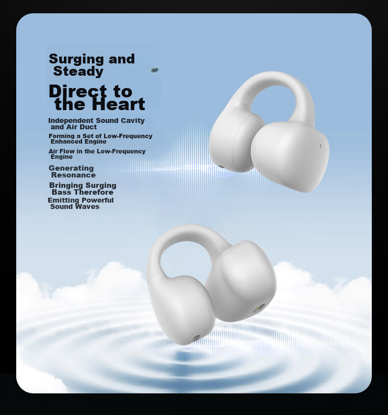 Aigo Bluetooth Headphones, Bone Conduction Concept Air Conduction Ear Clip Open-Style Non-In Sports Calling Headphones, Compatible with Xiaomi And Other Phones, Tablets, Computers Universal TX02 White 5