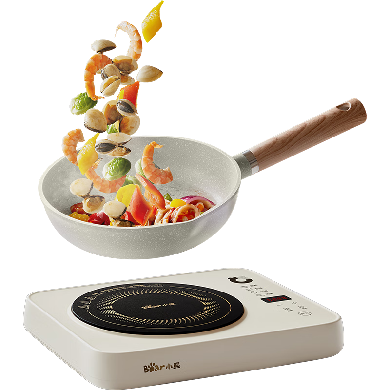 Bear Household Induction Cooker, Battery Stove, 2200W High Power, Intense Heat for Stir-Frying, Smart Touch Control, Waterproof Panel, 8 Heat Settings, Slim Design, Induction Cooktop, Hot Pot Stove, DCL-B22H5