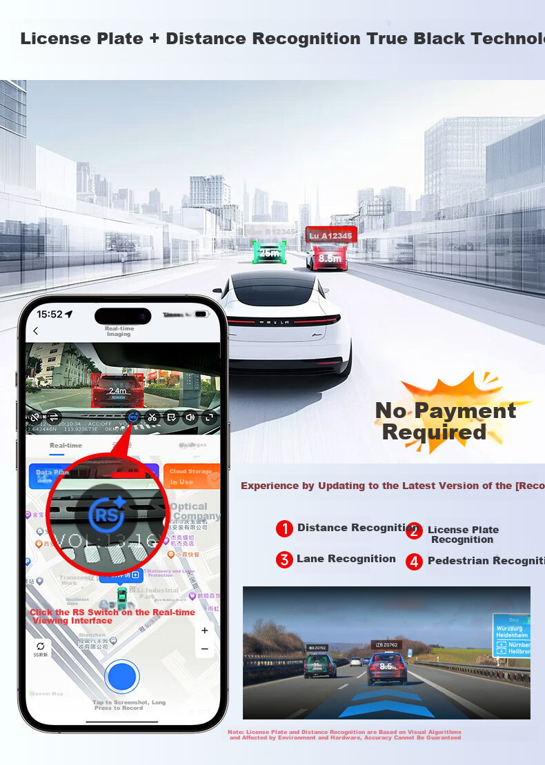 Weilute 4G Dash Cam, 4K High Definition, 24-Hour Parking Monitoring, Remote Control Via Beidou Positioning, GPS, Mobile Phone APP Connectivity 2
