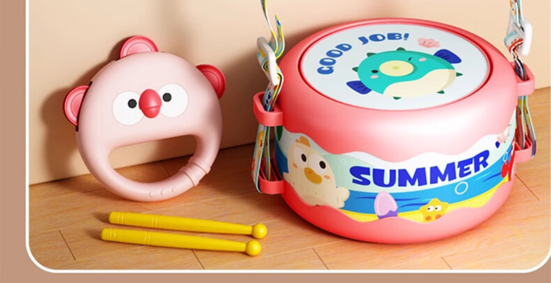COOKSS Baby Hand Drum 0-1 Year Old 3-6+ Months Children's Percussion Instrument Infant Tambourine Rattle Toy 17