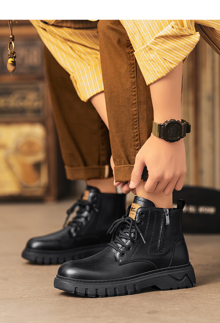 Bull Family Martin Boots Men 2026 Winter New British Style Retro Work Boots Thick Sole Durable Men's Motorcycle Boots 18