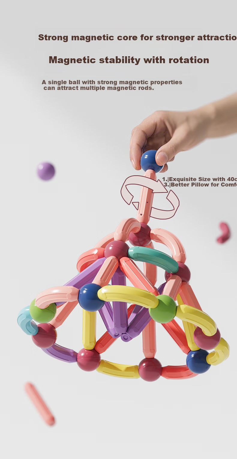 Xingyayoupin Magnetic Rod Pieces, Educational Toy for Children, Magnetic Building Blocks with Large Particles, Birthday Gift for Boys And Girls Aged 3-6 5