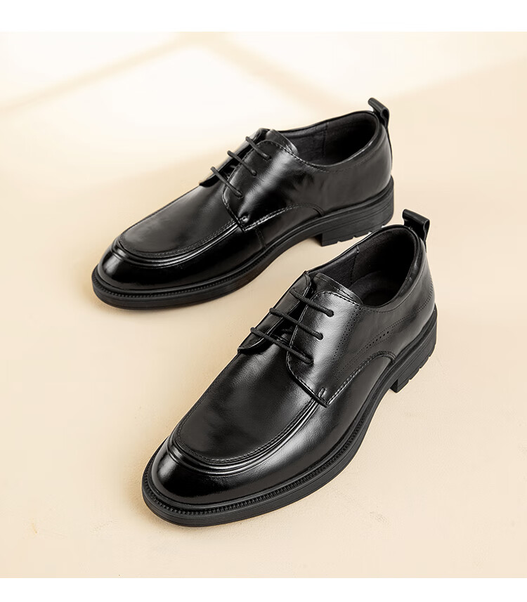 Aokang Men's Spring and Autumn Casual Leather Business Dress Shoes Comfortable Derby Wedding Groom Shoes MT 12