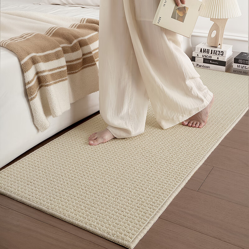 Ковер Dajiang Wool Bedside Rug, длинный прикроватный коврик, противоскользящий, цвет ванильно-белый, 60x180 см
