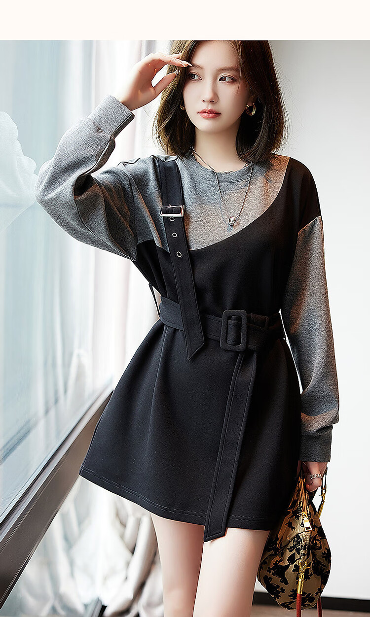 Dme Modern Colorblock Sweatshirt Autumn Crewneck Casual Long Sleeve Straight Sweatshirt for Women 9
