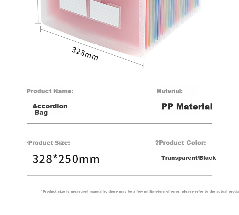 Sannianerban [Back to School Essential] Colorful 24-Grid File Folder Exam Paper Storage Bag, Large Capacity Accordion File, Expandable Document Organizer, Receipt And Document Storage Folder, Transparent 14