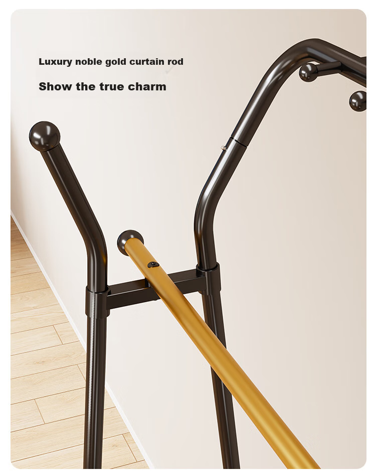 Yicainianhua Floor-Standing Coat Rack, Bedroom Clothes Hanger, Storage Rack, Large Garment Stand, Double-Pole Simple Coat Rack, 2236GDB 24