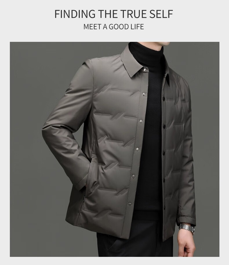 Pierre Cardin Men's Winter Down Jacket Business Lapel Windproof Warm Down Coat Casual Outerwear Dark Blue XL 16