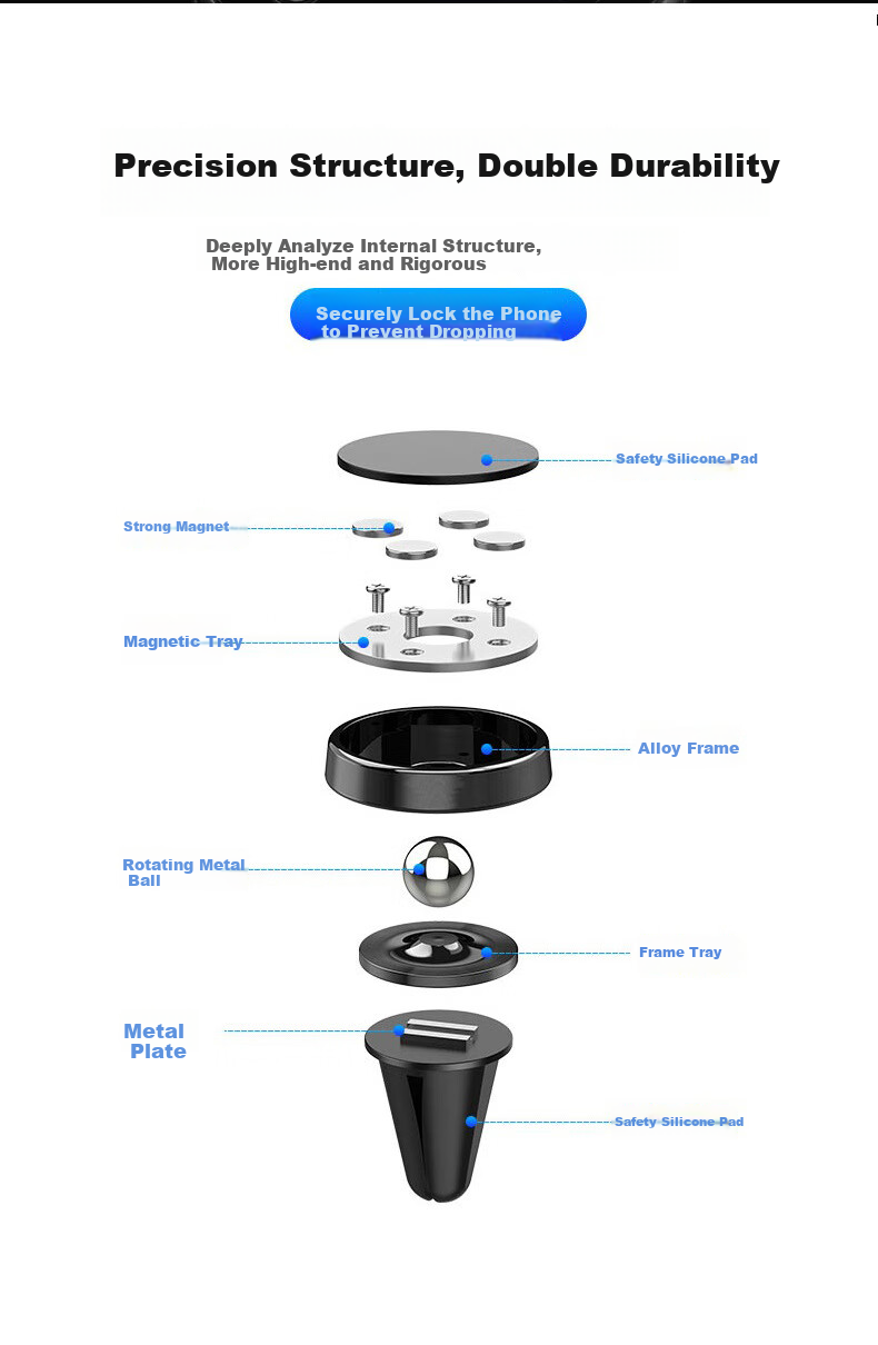 Dijialun Magnetic Car Phone Holder, Suction Cup Mount for Navigation, Center Console Magnetic Stand, Glossy Black 9