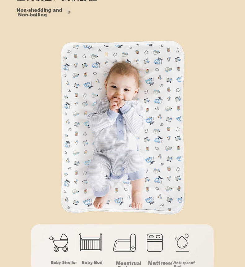 Ankexin Baby Washable Pure Cotton Diaper Pad, Large Size Bed Sheet, Baby Diaper Protection Mat, Zoo Style, 180*200cm 3