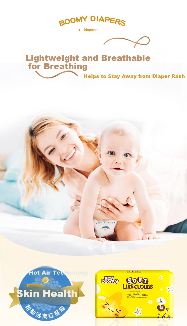 Baoyingmei Space Bear Diapers XXL 34 Pieces [28-35 Lbs] Ultra-Thin Breathable Disposable Diapers for Baby Boys And Girls 3