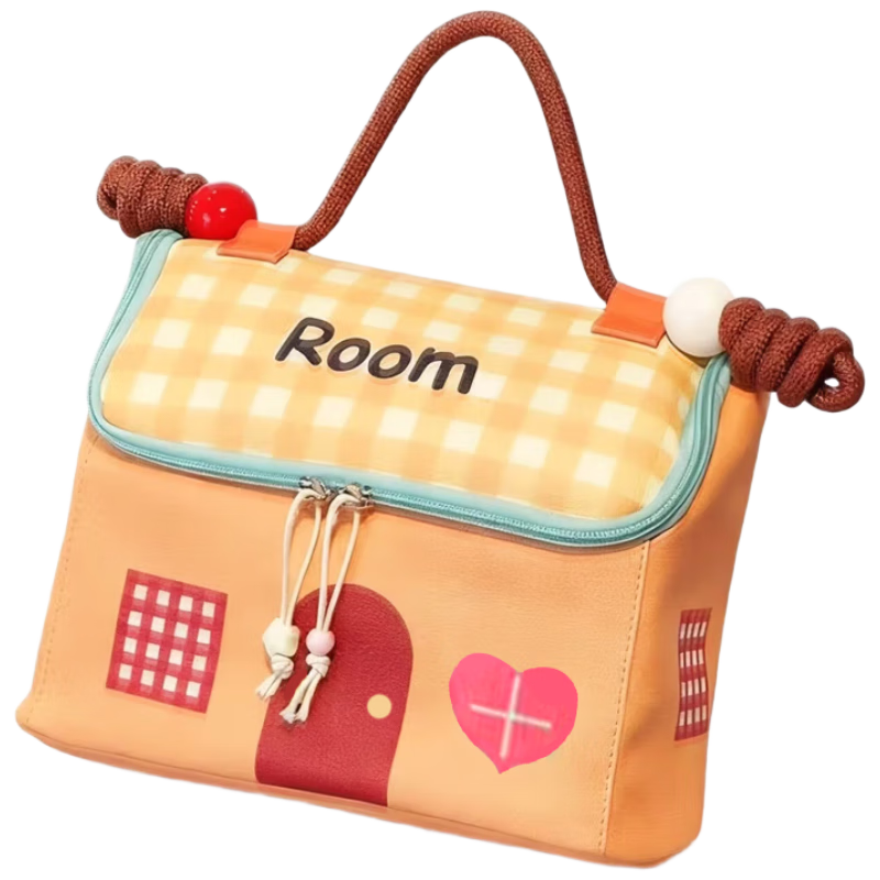 Keerluoke Small House Cosmetic Storage Bag, Handheld Makeup Bag, Portable Compact Toiletry Bag, Large Capacity for Business Trips And Travel