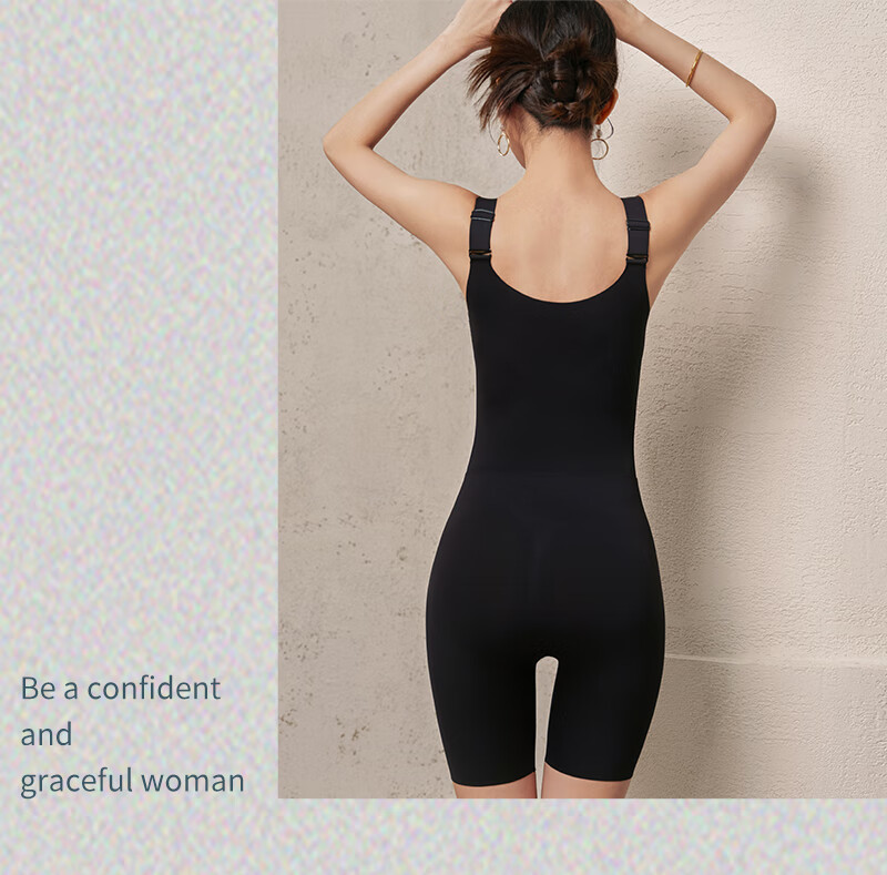 Tingmei Autumn Winter Women's Full Body Shaper Strong Abdomen Control Hip Lift Bra-Free Slimming Shaping Bodysuit Khaki L 12