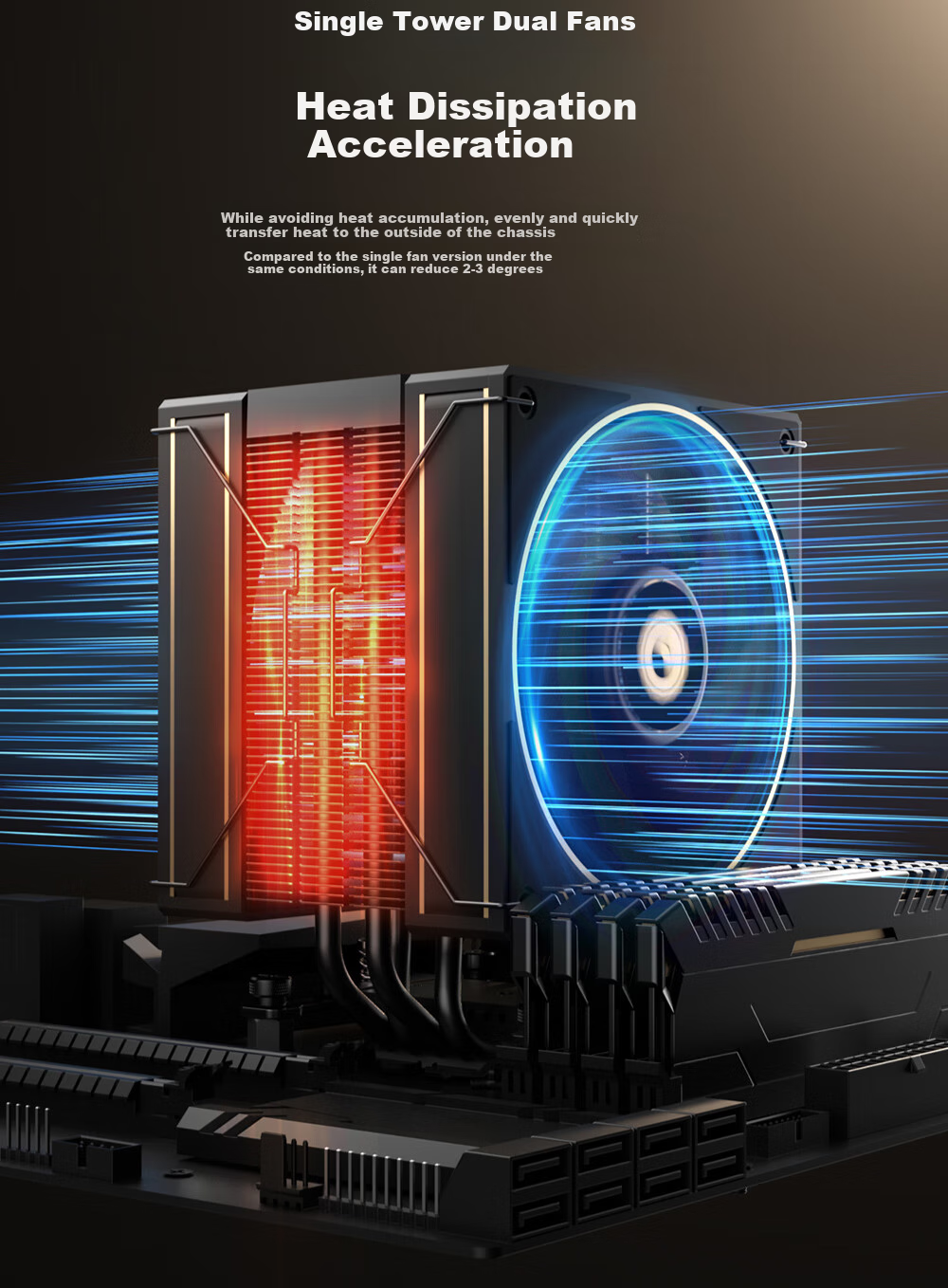 Kulin (IDCOOLING) Frost 620 Black Gold Edition, 6 Heat Pipes, Dual-Tower CPU Air Cooler, Compatible with Chuangyi Guodu PROART PC Build, FROZN A620 4