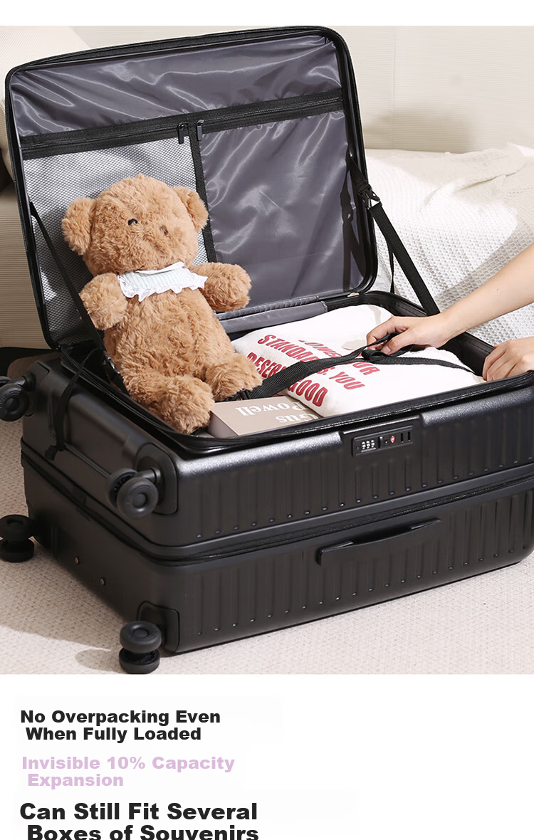 DELETE New Side-Opening Expandable Large-Capacity Suitcase for Women And Men, Carry-On Luggage with Password Lock, Dark Gray, 24 Inches 6