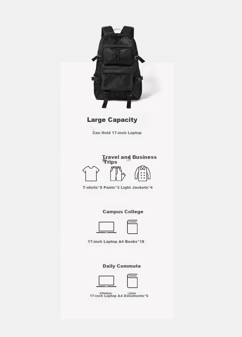 Huili Backpack for Men, Trendy Casual Large Capacity Travel Bag, Business Laptop Bag, High School Casual College Student Bookbag 9