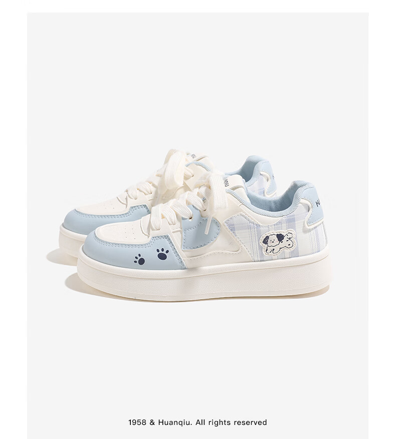 Global Cute Puppy Platform Sneakers for Women 2026 Spring New Thick Sole White Shoes Student Casual Pink Size 38 12