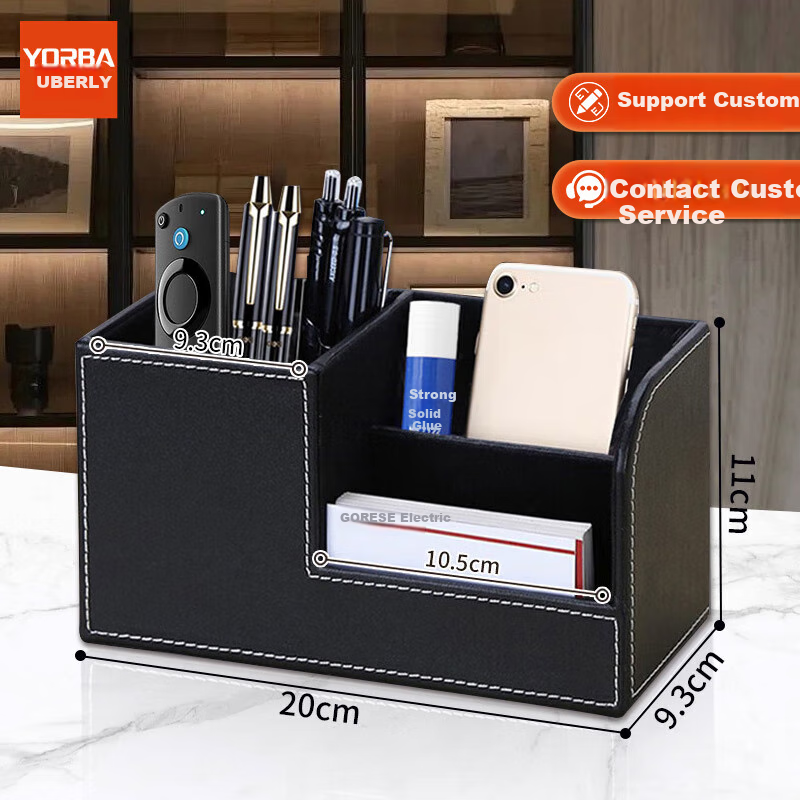 Youbili Leather Pen Holder, Desktop Storage Box, Modular Office Desk Organizer, Multifunctional Desktop Storage Stand, 5033A