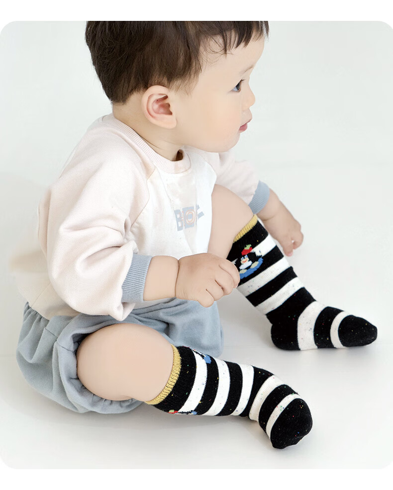 Growth Baby Socks Spring and Autumn Thin Cotton Seamless Calf Socks Soft Cuffs Non-binding Antibacterial Infant Long Socks for Boys 5