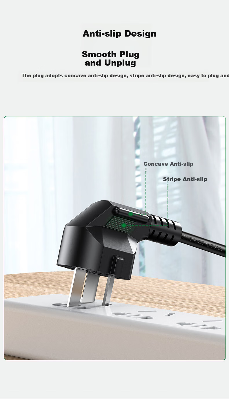 Jinghua Computer Power Cord, National Standard Three-Pin Universal Plug, Suitable for Desktops, Monitors, Projectors, Printers, Power Adapter Connection Cable, Black, 0.5 Meters, C510B 6