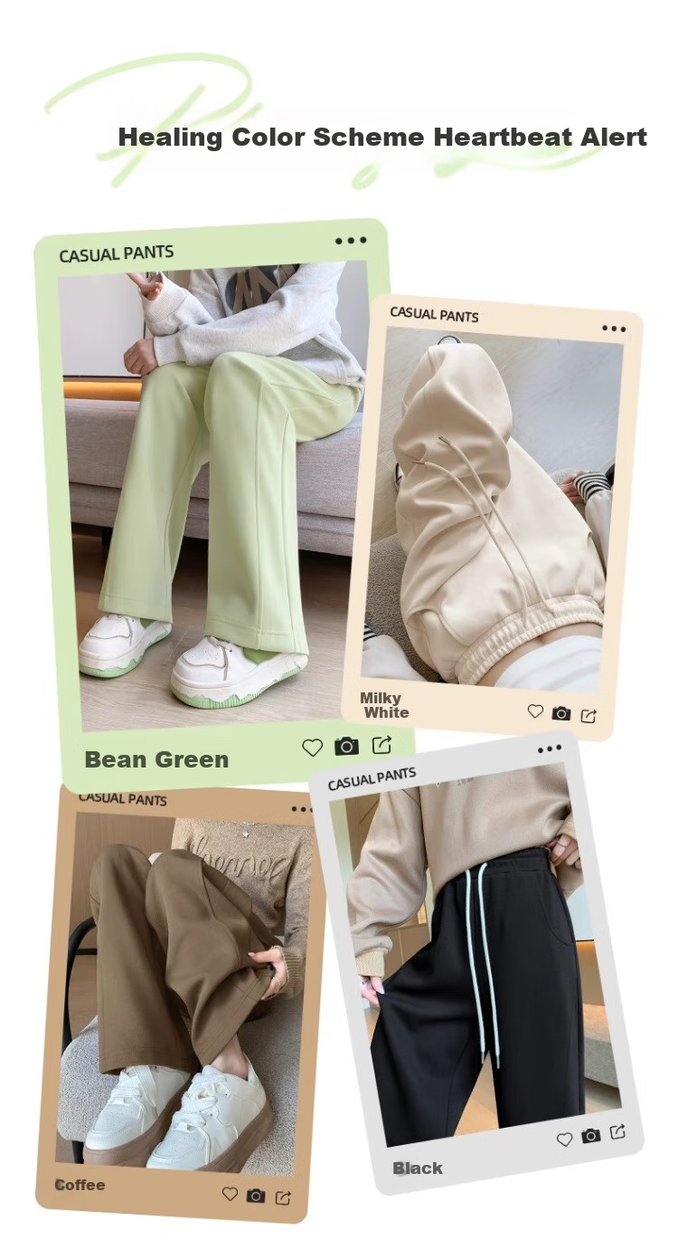Huili Black Pants for Women, 2026 New Spring And Autumn Style, Loose-Fitting Sweatpants, Slimming Casual Pants, Wide-Leg Straight Trousers for Petite Figures 4