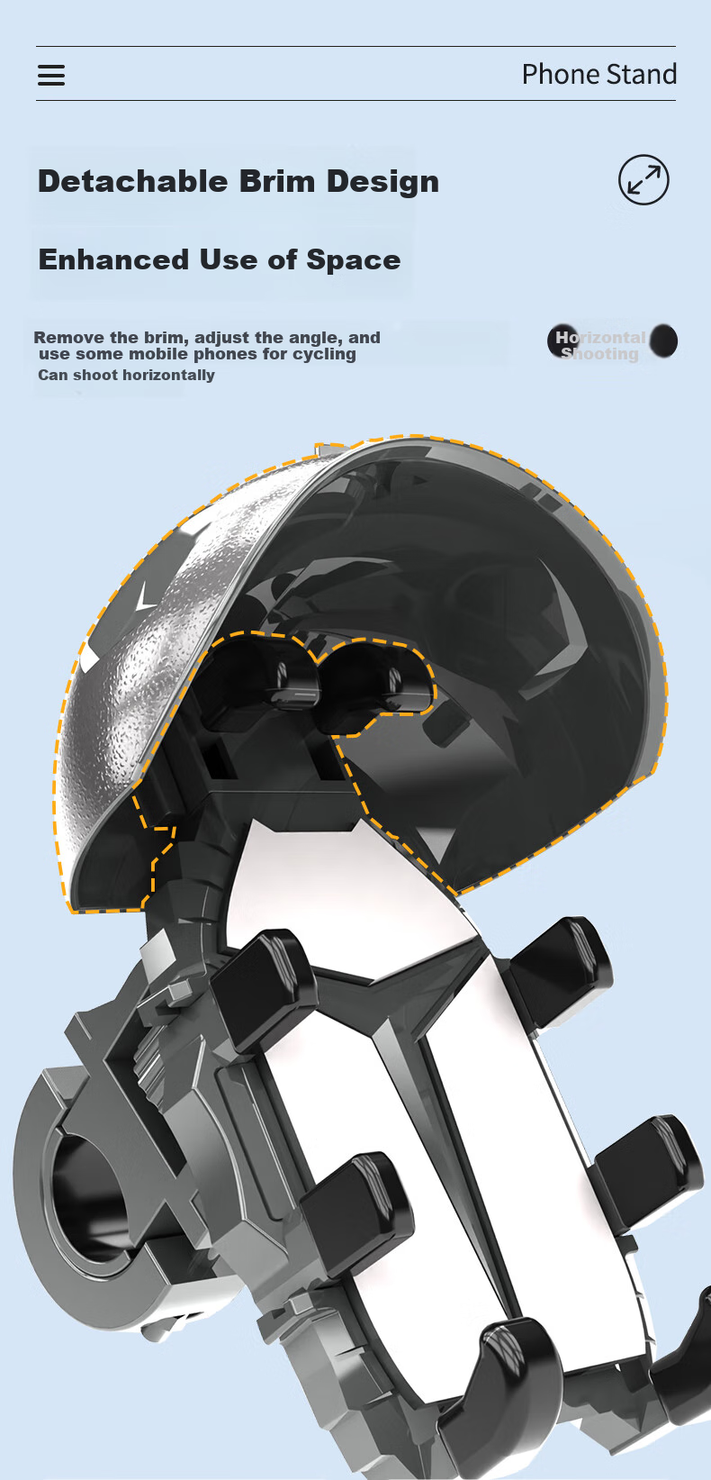 Ousen Electric Vehicle Phone Holder, Food Delivery Motorcycle Bicycle Electric Scooter Shockproof Small Helmet Waterproof Sunshade Navigation Mount 12