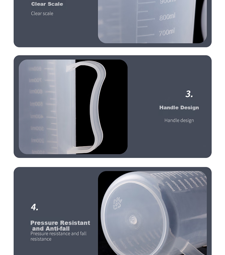 BJ Measuring Cups, 1000/250/20ml Plastic Measuring Cups, Heat-Resistant Graduated Measuring Cups, Baking Tools, Set of 3 10