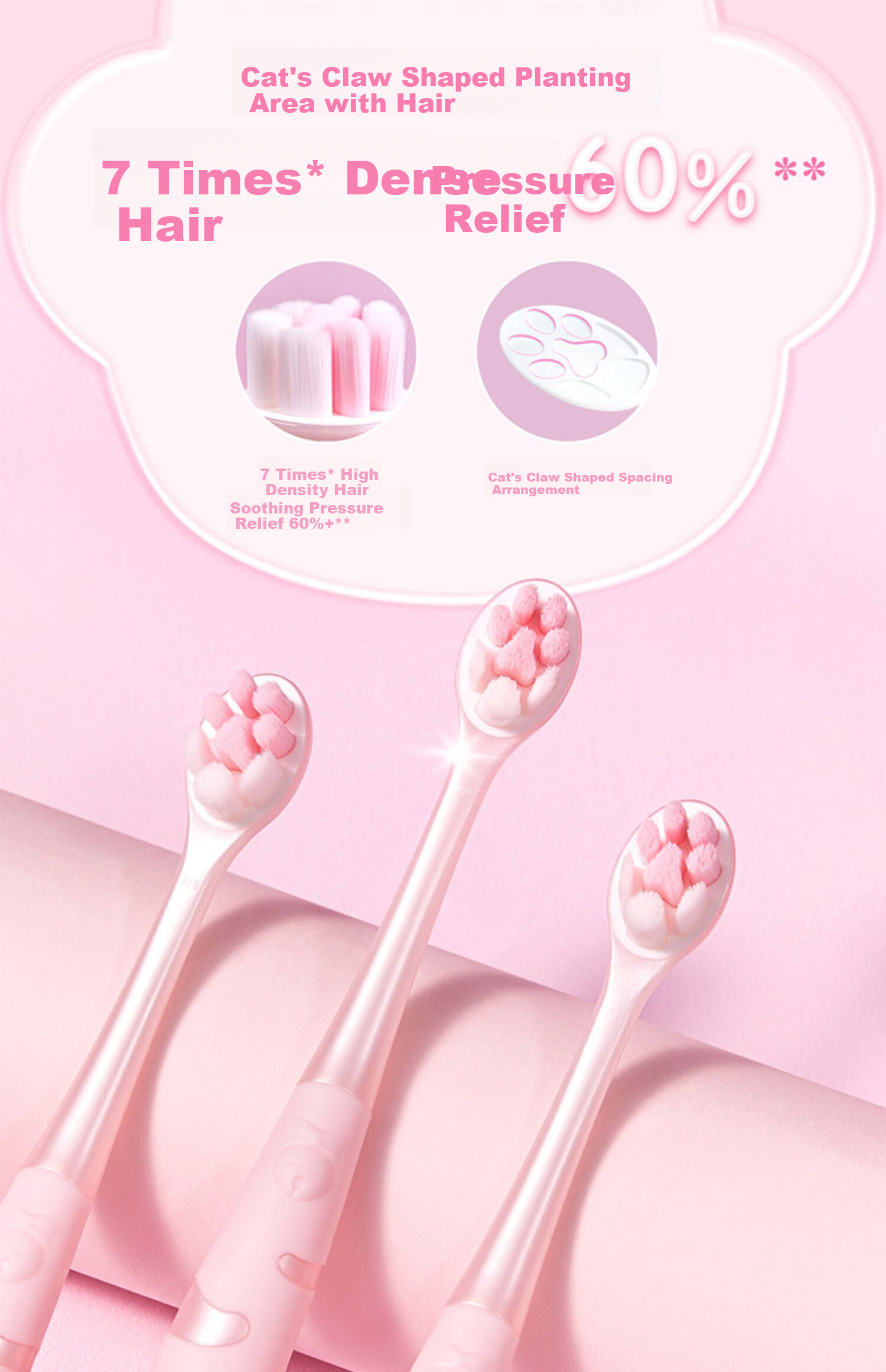 Lengsuanling [Huang Zihong Fan's Choice] Cute Cat Paw Soft Bristle Toothbrush Single Pack (Random Color), Protects Gums 5