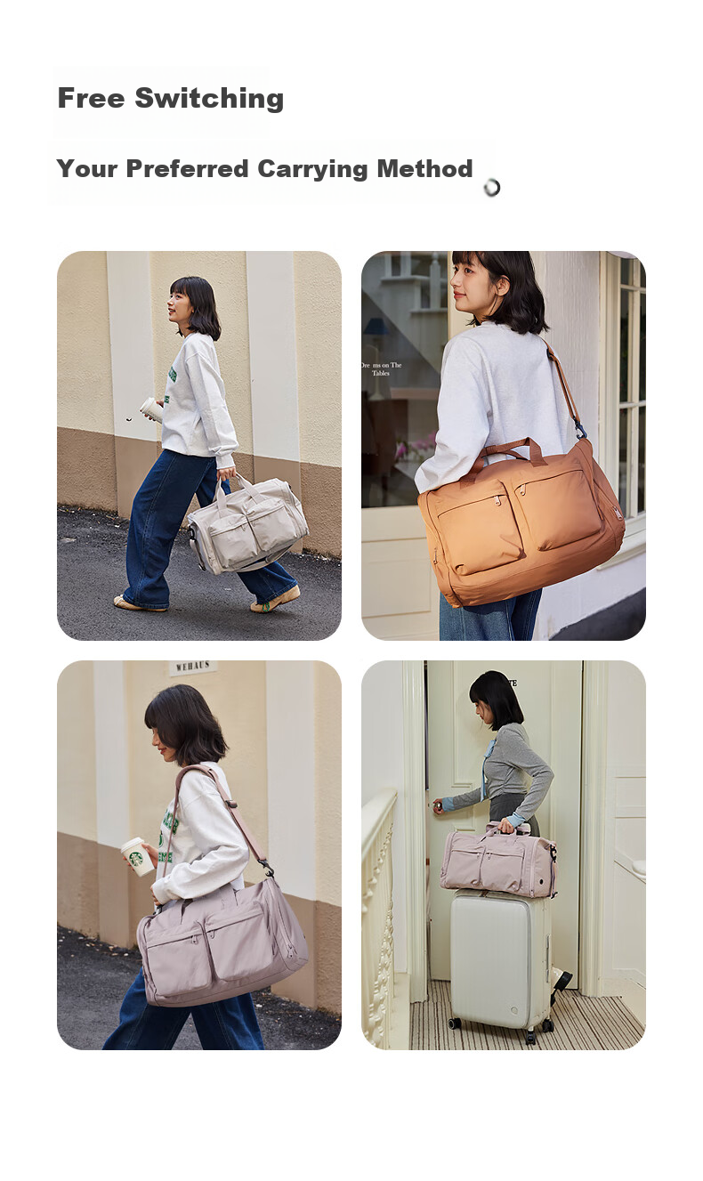Aji Travel Bag, Large Capacity Foldable Luggage, Handheld Sports Fitness Bag for Women And Men, Carry-On Suitcase for Business Trips, Backpack 14