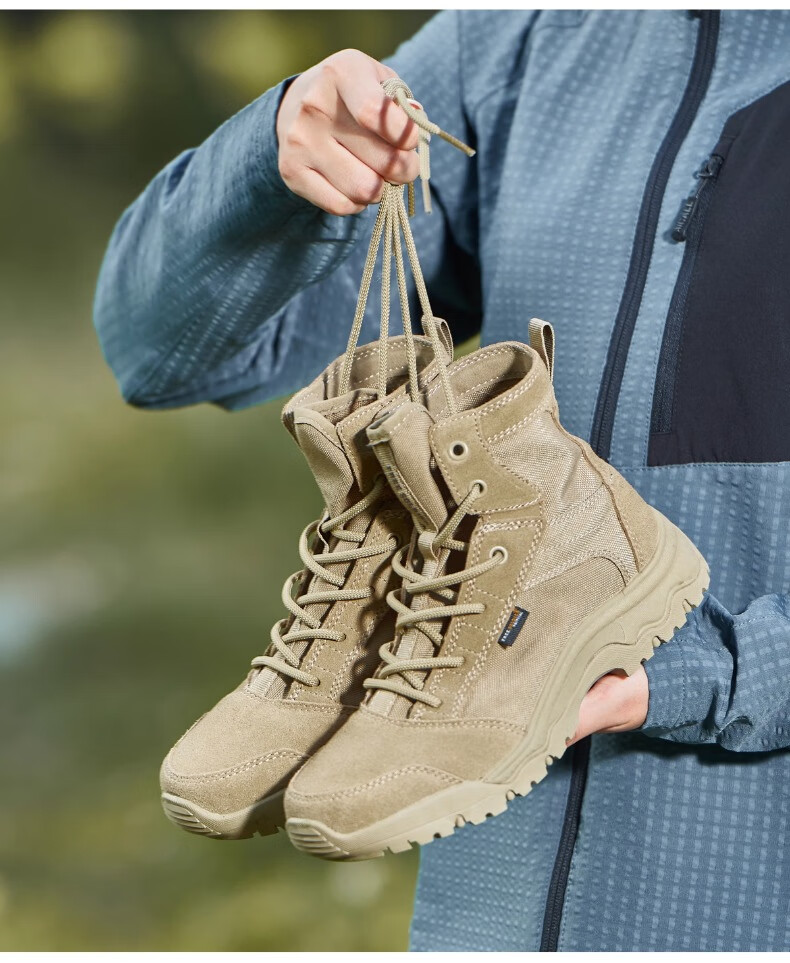 Free Soldier Mid-Top Hiking Boots for Men And Women, Outdoor Trekking Shoes, Non-Slip Wear-Resistant Desert Sandproof Breathable Training Boots, Sand Color, Size 44 22