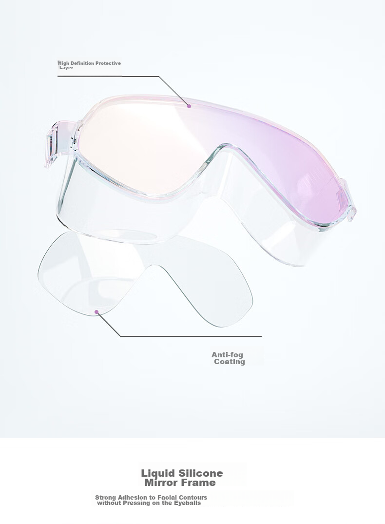BALNEAIRE Women's Large Frame Swim Goggles HD Waterproof Anti-Fog UV Protection Diving Glasses Swimming Gear BYJ054 Tourmaline Gray 4