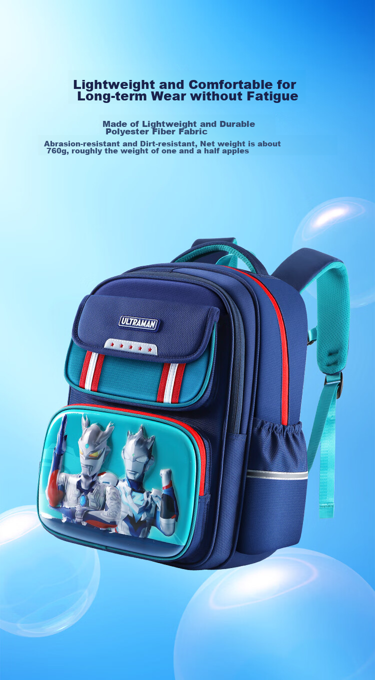 Ultraman Backpack for Boys, Xieruo Elementary School Grades 2-6 Children's Lightweight Reduced-Load Double Shoulder Bag 80079 Burgundy 9