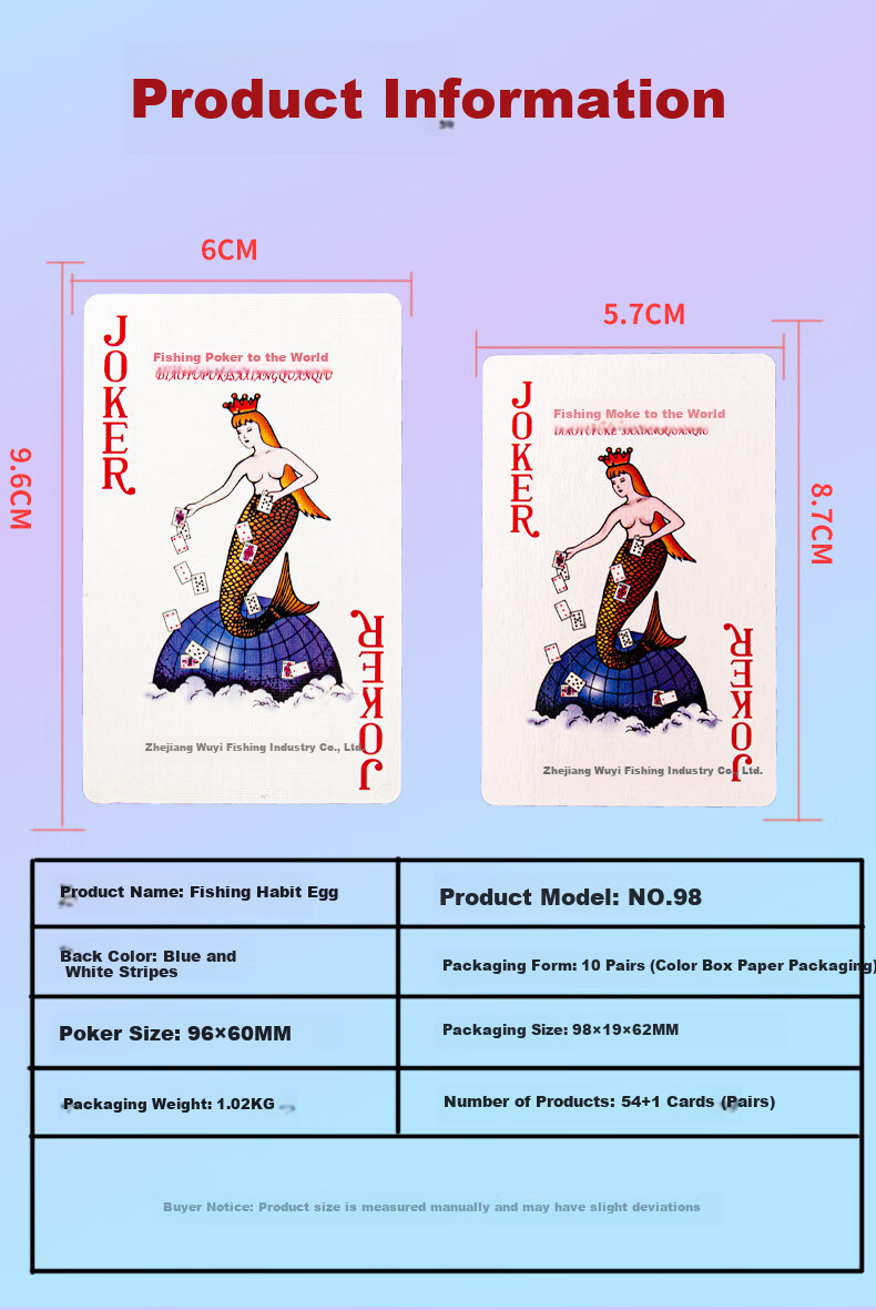 Diaoyu Guandan Special Playing Cards with Black Core, Thickened Anti-Peeping Guandan Entertainment Durable Tabletop Card Game, 20 Decks Blue NO.98 2