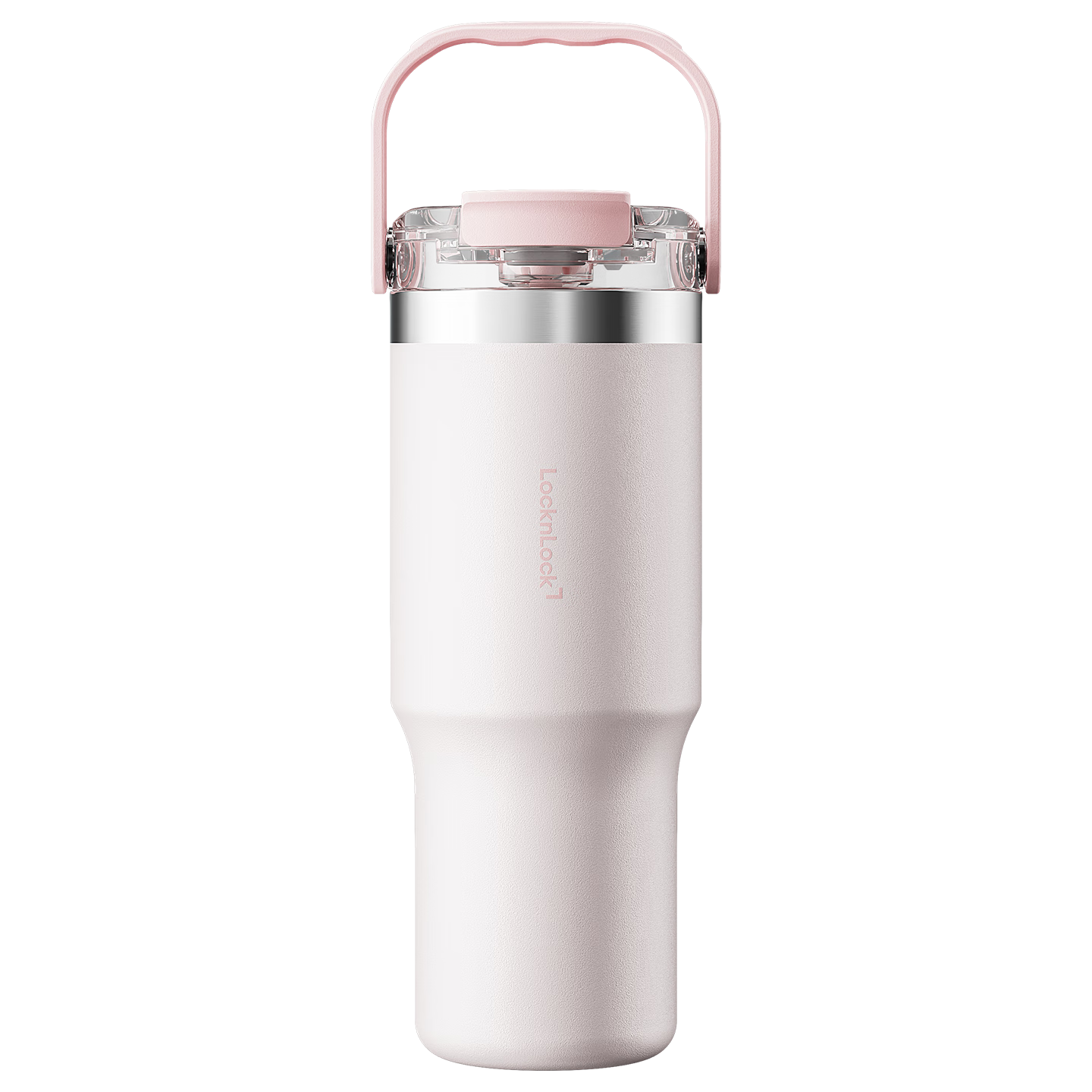 LOCK&LOCK Ceramic Coated Handle Tumbler Large Capacity Insulated Coffee Mug Portable Thermos Water Bottle 880ML Pink