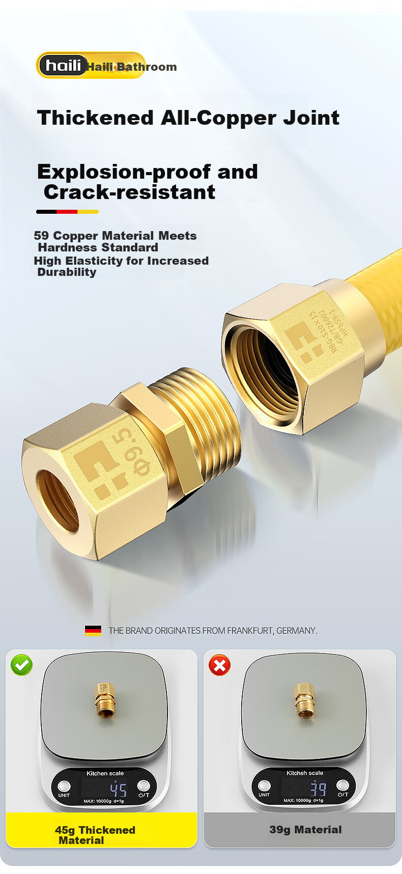 Haili 5-Meter Natural Gas Dedicated Flexible Pipe, Corrugated Pipe, National Standard Household Stainless Steel Gas Stove And Water Heater Connection Hose 18