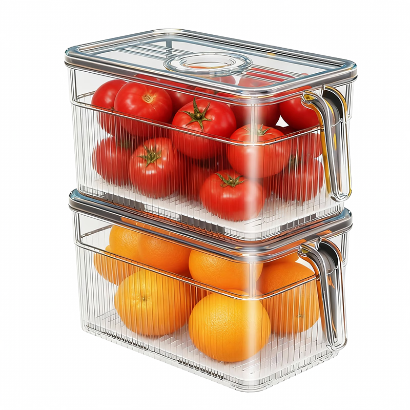 Jiabangshu Food-Grade Transparent Refrigerator Storage Box for Eggs and Vegetables, Sealed Kitchen Freezer Storage Container
