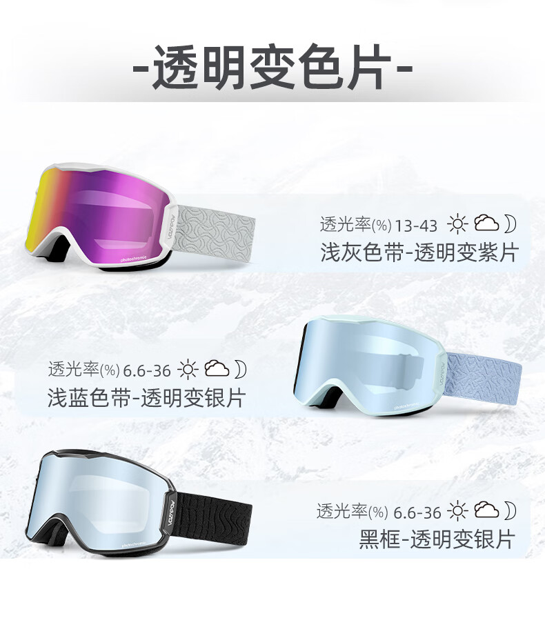VOZAPOW High-Definition Double-Layer Anti-Fog Cylindrical Ski Goggles Snow Mountaineering Protective Glasses Compatible with Prescription Inserts 3