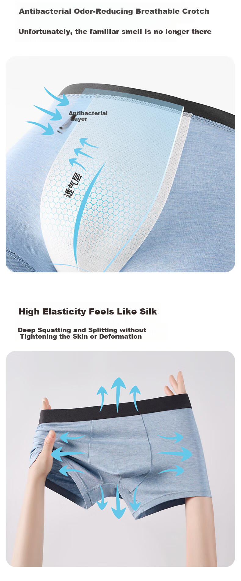 Yuejili Men's Underwear, 2026 New Style, 7A Antibacterial Breathable Modal Crotch Boxer Briefs, Bare Feel Thin Summer Style, Gift for Boyfriend 4