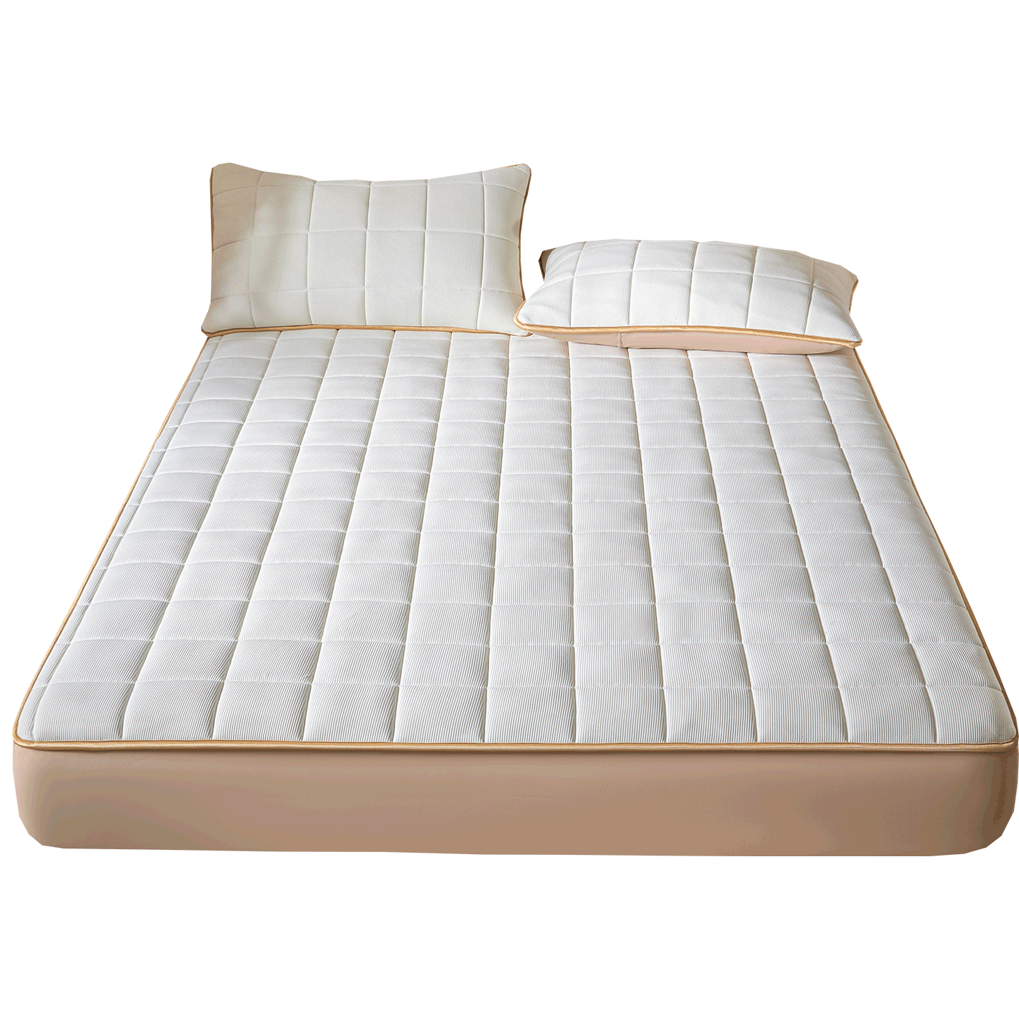Hodo Class A Waffle Pattern Soy Fiber Quilted Fitted Sheet 1.5x2m Full Coverage Bed Skirt Mattress Protector Off-White