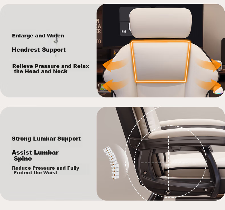 Chibailun Computer Chair, Bow-Shaped Gaming Chair, Home Office Chair, Reclining Sofa Chair, Comfortable for Long Sitting, Dormitory Study Chair 6